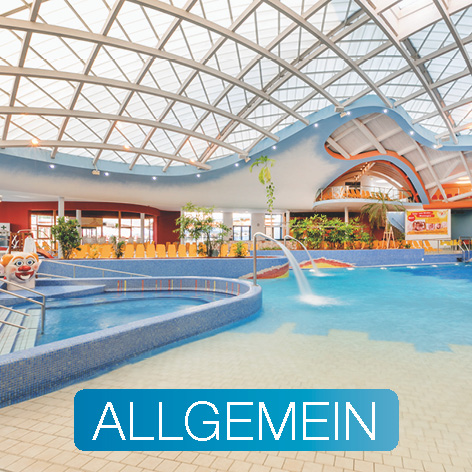 Innenansicht der Therme und Aufschrift Allgemein