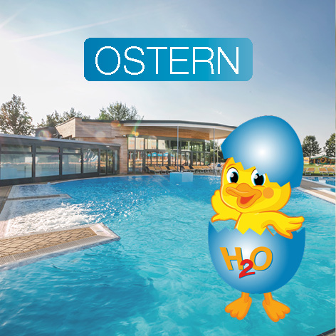 Ente schlüpft aus Ei und Aufschrift Ostern